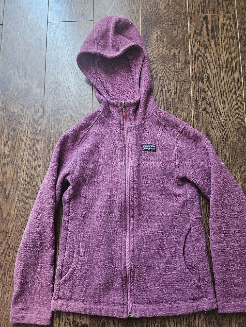 Patagonia Girls' Mauve Hooded Fleece Jacket Better Sweater Zip-up